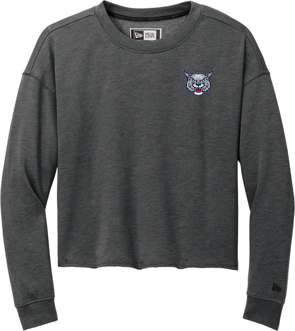 CT Bobcats New Era Ladies Tri-Blend Fleece Crop Crew